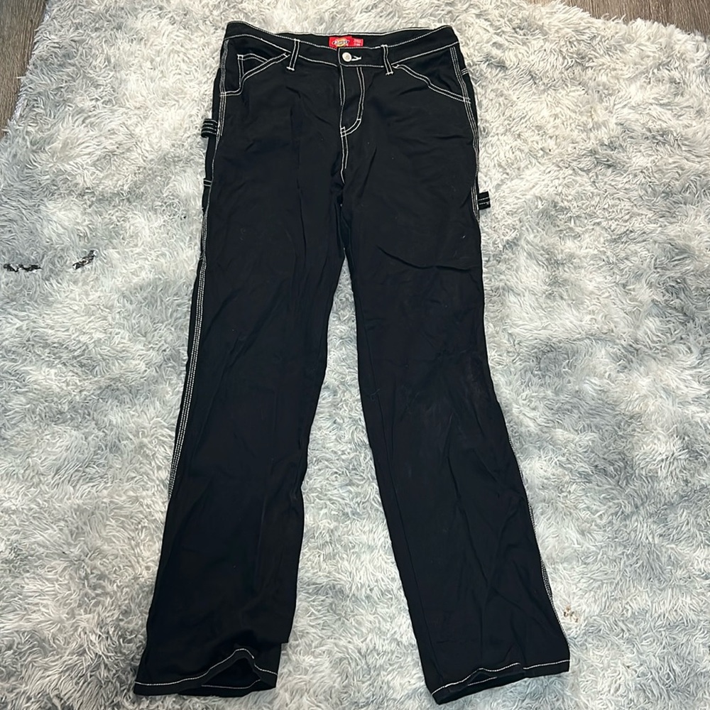 Dickies women’s painters pants, black with white stitching
